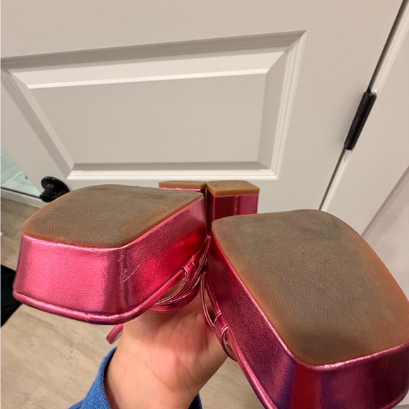 BP Women's Metallic Pink Strappy Heels - Picture 5 of 5